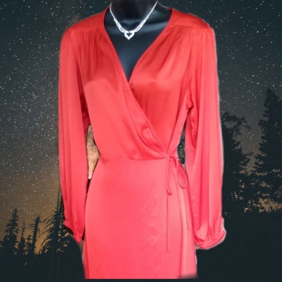 red wrap around dress